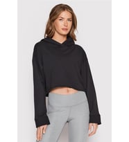Nike Yoga Luxe Cropped Fleece Training Hoodie Kadın Büyük Beden Crop Sweatshirt Siyah