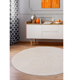 Dijidekor Peluş Halı Açık Vizon Cool Yıkanabilir Yuvarlak Post Yolluk Kilim Salon Halısı Modeli