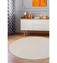 Dijidekor Peluş Halı Açık Vizon Cool Yıkanabilir Yuvarlak Post Yolluk Kilim Salon Halısı Modeli
