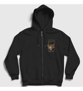 Presmono Unisex Siyah Butterfly Evanescence Fermuarlı Kapüşonlu Sweatshirt 377150tt