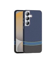 Galaxy S25 Plus Kılıf M-safe Şarj Özellikli Karbon Fiber Görünümlü Gros Kılıf Siyah-Lacivert