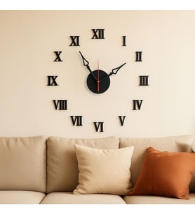 Yapışkanlı Dekoratif Büyük Boy Roma Rakamlı Duvar Saati