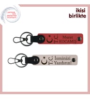 Abiye Verilebilecek Anlamlı Hediye – Ay Yıldız TC Temalı Kişisel Anahtarlık x2, Nar Çiçeği-Pudra