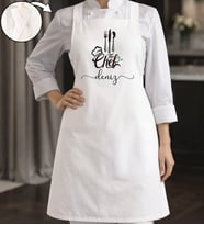 BK Gift Kişiye Özel İsimli Çapraz Askılı Beyaz Mutfak Önlüğü - 10, Aşçı Önlüğü, Şef Önlüğü, Anneye Hediye