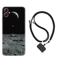 Samsung Galaxy A04E Kılıf Silikon Boyun Askılı İpli Desenli Silikon Astronoot Red Baloon 1608