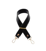 Angel Çanta Aksesuar Rugan Deri 42x2.5 cm Kancalı Tek Çanta Sapı Siyah Renk Light Gold Metalli