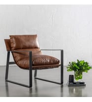 SLLER Portatif Metal İskeletli Berjer, Modern Metal İskeletli Portatif Tekli Koltuk Zarif (Taba)
