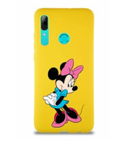 Huawei P Smart 2019 Soft Premier Kapak Minnie Mouse-F Tasarımlı Silikon Kılıf - Sarı (Şeffaf)