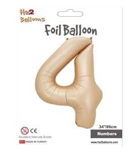 4 Rakam Karamel Folyo Balon 34"
