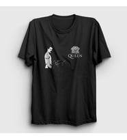 Presmono Unisex Siyah İmza Queen Freddie Mercury T-Shirt