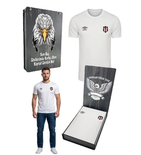 Beşiktaş Umbro Beşiktaş Antrenman Beyaz  Pamuklu T-Shirt  UV KUTU HEDİYELİ