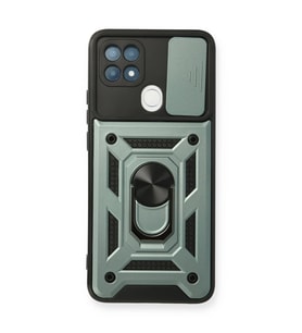 Oppo A15 Kılıf Pars Lens Yüzüklü Silikon - Yeşil
