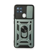Oppo A15 Kılıf Pars Lens Yüzüklü Silikon - Yeşil