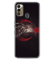 Tecno Spark 7T Kılıf Resimli Desenli Baskılı Silikon Kılıf Kurt ve Ay Yıldız 1403