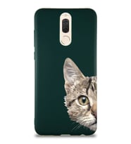 Huawei Mate 10 Lite Soft Premier Kapak Catface Tasarımlı Silikon Kılıf - Yeşil (Şeffaf)
