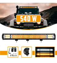 Off Road 3 Sıra 540W Çift Çakar Modlu Led Lamba Beyaz Ve Turuncu Flaşlı 108 cm 3030 Cree Led
