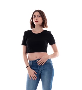 Only Kadın Kısa Crop Top Short - 15235303 (Siyah)