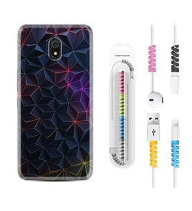 Xiaomi Redmi 8A 8 Pro 9C 9T 10C 11T Pro Kılıf Kablo Koruma Spiral Silikon Renkli Prizmalar 1783