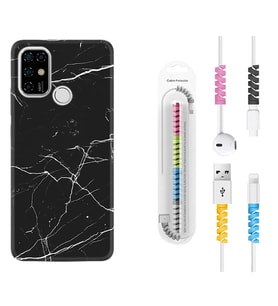 Casper E30 F20 X20 Kılıf Kablo Koruma Spiral Silikon Siyah Mermer 1299