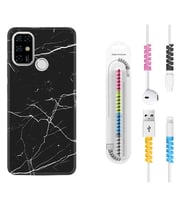 Casper E30 F20 X20 Kılıf Kablo Koruma Spiral Silikon Siyah Mermer 1299
