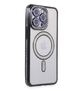 Pilelistore   iPhone 15 Pro Max Kılıf Joke Simli Magneticsafe Kılıf - Siyah