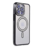 Pilelistore   iPhone 15 Pro Max Kılıf Joke Simli Magneticsafe Kılıf - Siyah