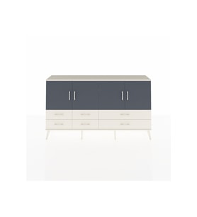 Arges Konsol 6 Raflı 6 Çekmeceli 4 Kapaklı 176x30x99 Aytaşı-Antrasit/Aytaşı