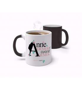 BK Gift Kişiye Özel Anne Demek Hayat Demek Tasarımlı Sihirli Kupa Bardak-1 (Beyaz)