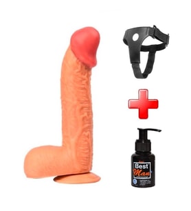 Lilitu Shop Belden Bağlamalı 27,5 cm Dev Boy Realistik Vantuzlu Dildo Penis