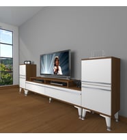 Decoraktiv Ekoflex On2 Mdf Silver Tv Ünitesi Tv Sehpası - Ceviz Beyaz (Beyaz - Kahverengi)