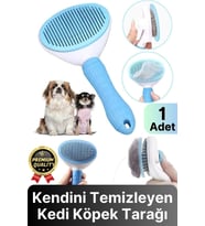 Özel Üretim Mavi Kendini Temizleyen Otomatik Tuşlu Evcil Hayvan Pet Tüy Toplayıcı Kedi Köpek Tarağı
