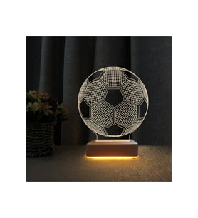 3D Futbol Topu Tasarımlı Çocuk Odası LED Gece Lambası (Krem)