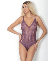 Phevos Fantezi Dantel Bodysuit (Mor)