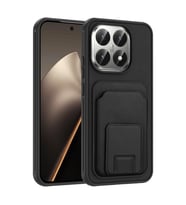 Xiaomi 15T Kılıf Kartlıklı Manyetik Standlı PU Deri Görünümlü Lüx Kapak (Siyah)