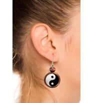 Yin Yang Ahşap Küpe