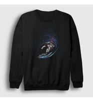 Presmono Unisex Siyah Surfer Astronaut Space Astronot Uzay Sweatshirt 284018tt