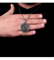 925 AYAR GÜMÜŞ HZ SÜLEYMAN MÜHRÜ MODEL KOLYE (Gri)