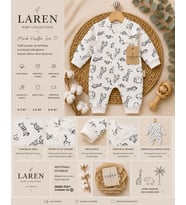 Laren Baby %100 Pamuk Safari Desenli Çıtçıtlı Bebek Tulumu