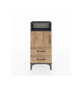 Arges Komodin 2 Raflı 2 Çekmeceli Tek Kapaklı 44x30x96 Antrasit-Çam
