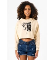 Cowboy Bebop Vintage Ein and Ed Bej Kadın Crop Kapşonlu
