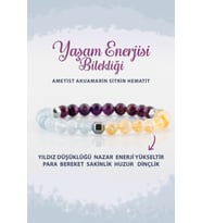 Yaşam Enerjisi 6mm Doğal Taş Bileklik Ametist Akuamarin Sitrin Hematit B001