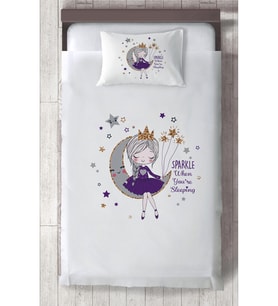 MEKTA HOME BEBEK VE ÇOCUK ODASI Ayda Oturan Mor Prenses Kız Desenli Yatak Örtüsü