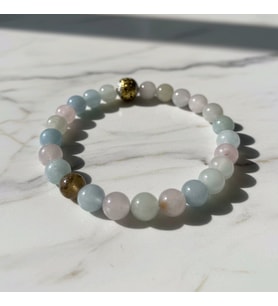 Orijinal Şeker Morganit Doğal Taş Bileklik - Pastel Renkli Aşk ve Huzur Taşı