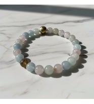 Orijinal Şeker Morganit Doğal Taş Bileklik - Pastel Renkli Aşk ve Huzur Taşı
