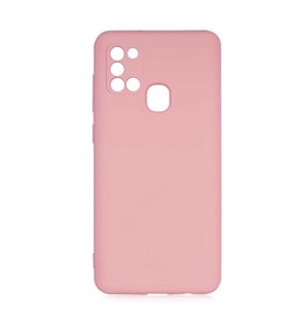 Samsung Galaxy A21S Kılıf Orj Lansman Serisi Pürüzsüz Esnek Kadife İç Kısım (Açık Pembe)