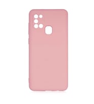 Samsung Galaxy A21S Kılıf Orj Lansman Serisi Pürüzsüz Esnek Kadife İç Kısım (Açık Pembe)