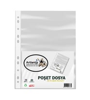 Poşet Dosya 25 Li A-4 Şeffaf Föy Dosya 1 Paket Artlantis Ofis Okul Kenarı Delikli Poşet Dosya 1 Paket (Renksiz)