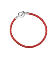 Kırmızı Kalp Klips Suni Deri Charm Bileklik