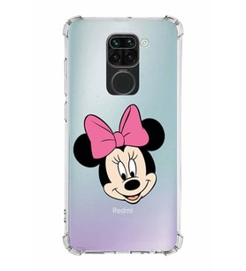 Xiaomi Redmi Note 9 Köşe Korumalı Antişok Kapak Minnie Mouse Tasarımlı Şeffaf  Kılıf