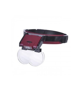 Mg81001-b Çift Lens Takmalı 4 Lensli Led Işıklı Şapka Tip Büyüteç